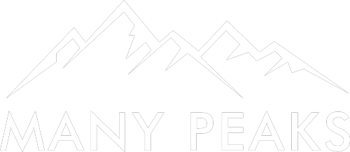 Many Peaks Logo, reverse in white